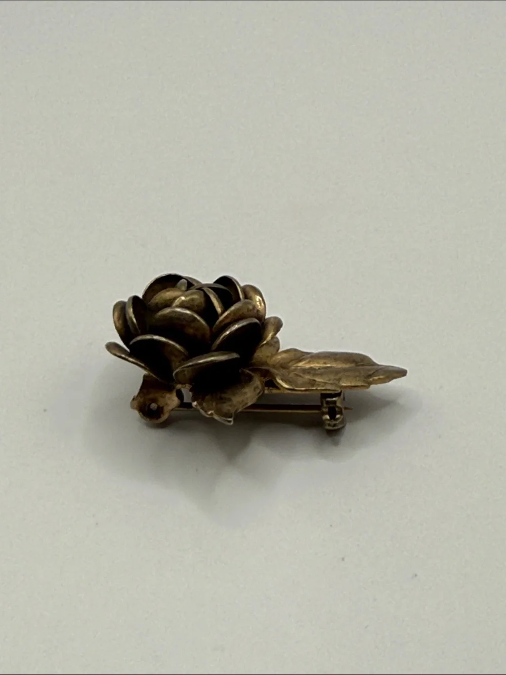 Vintage Gold Tone Small Dainty Rose Brooch Pin